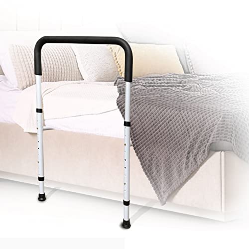 SECURITYMAN Adjustable Bed Assist Rail - Easy, Safe, and Helpful - Non Slip Bed Rail for Elderly and Adults - No Tools Needed, Supports 350lbs, Padded Handle, Fits Most Beds - Bed Railing for Seniors