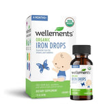 Wellements Organic Iron Drops for Babies | Essential Liquid Iron Supplement for Infants & Toddlers, USDA Certified Organic, No Preservatives or Artificial Flavors, Cherry Flavor | 4 Months+, 1 Fl Oz
