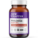 New Chapter Wholemega Fish Oil Supplement - Wild Alaskan Salmon Oil with Omega-3 + Vitamin D3 + Astaxanthin + Sustainably Caught - 60 ct, 1000mg Softgels
