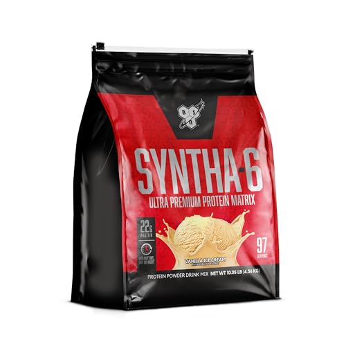 BSN SYNTHA-6 Whey Protein Powder, Vanilla Protein Powder with Micellar Casein, Milk Protein Isolate Powder, Vanilla Ice Cream, 97 Servings (Package May Vary)