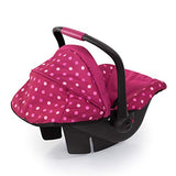 Bayer Design Baby Doll Deluxe Car Seat with Canopy- Polka dots , Pink