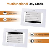 Mitoart Digital Calendar Day Alarm Clock, 7 Inches Dementia Clocks with 8 Alarms, Remote Control, and Push for Help Button, Gifts for Alzheimer, Elderly, Seniors or Impaired Vision(White).