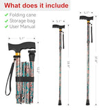 LIXIANG Folding Walking Cane Green Flower