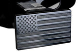 MULL USA Flag Metal Trailer Hitch Cover with Anti-Rattle Locking Pin (Fits 2" Receivers, Black)