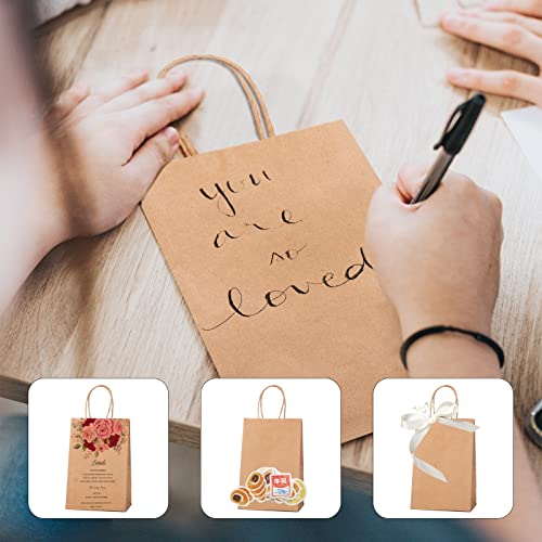 METRONIC Paper Gift Bags 5.25x3.75x8'' 100Pcs Brown Paper Bags with Handles Bulk, Kraft Paper Bags for Small Business, Birthday Wedding Party Favor Bags, Christmas Gift bags, Retail shopping Bags