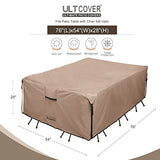 ULTCOVER Rectangular Patio Heavy Duty Table Cover - 600D Tough Canvas Waterproof Outdoor Dining Table and Chairs General Purpose Furniture Cover Size 76L x 54W x 28H inch