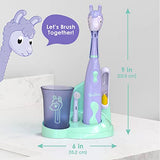Brusheez® Kids’ Electric Toothbrush Set - Safe & Effective for Ages 3+ - Parent Tested & Approved with Gentle Bristles, 2 Brush Heads, Rinse Cup, 2-Minute Timer, & Storage Base (Luna The Llama)
