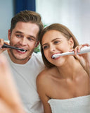 Bitvae Electric Toothbrushes 2 Pack Sonic Toothbrush with Holders, Dual Ultrasonic Electronic Toothbrush 8 Brush Heads 5 Modes, Rechargeable Power Toothbrush for 30 Days Using, Black & White