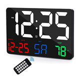 Digital Wall Clock,11.5" LED Digital Alarm Clock Large Display,with Remote Control,Adjustable Brightness, Calendar, Temperature, Snooze, 12/24 H, for Living Room, Office, Bedroom, Elderly, Adults