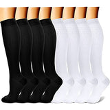 CHARMKING Compression Socks for Women & Men (8 Pairs) 15-20 mmHg Graduated Copper Support Socks are Best for Pregnant, Nurses - Boost Performance, Circulation, Knee High & Wide Calf (S/M, Multi 02)