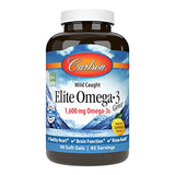 Carlson Labs Wild Caught Elite Omega-3, 1600mg, Omega 3s, Soft Gels, 90 Count