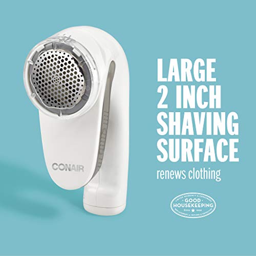 Conair Fabric Shaver and Lint Remover, Rechargeable Portable Fabric Shaver, White