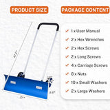 Booroh Wide Snow Shovel with Wheels 37" x 9.8", Snow Plow with ABS Reversible Blade, Snow Pusher with 90° Adjustable Handle, Ideal Snow Removal Tool for Driveway, Walkway, Sidewalk, Deck