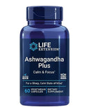 Life Extension Ashwagandha Plus Calm & Focus, ashwagandha Extract, Spearmint Extract, Focus, Attention, Relaxation, Advanced Formula, 60 Vegetarian Capsules