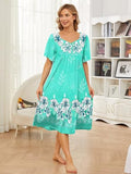 House Dress for Women with Pockets Mumu Dresses Summer Lounge Dresses Duster House Coats with Pockets Momo Patio Dress Florar Nightgown Plus Size House Dress for Elderly Women House Dresses Green L