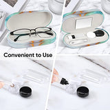 Fintie 2 in 1 Contact Lens Case and Eyeglasses Case, Double Sided Portable Contact Lens Travel Case with Built-in Mirror, Tweezer and Contact Lens Solution Bottle Included, Emerald Marble