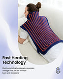 RENPHO Electric Heating Pad for Back Neck Shoulders Pain Relief, FSA HSA Eligible, Extra Large Electric Heated Shouder Wrap with 6 Heat Options, Valentines Day Gifts for him, Dark Blue