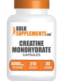 BULKSUPPLEMENTS.COM Creatine Monohydrate Capsules - Micronized Creatine Monohydrate, Vegan Creatine, Creatine Pills - 7 Creatine Capsules per Serving, 5000mg, Gluten Free, 210 Capsules