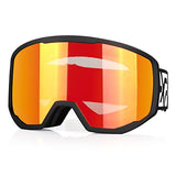 EXP VISION Ski Goggles Snowboard for Men Women, OTG Anti Fog UV Protection Snow Goggles (Black Frame Red)