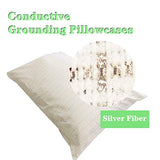 Grounding Pillowcase with 15ft Grounding Cable 20x30in Conductive Grounding Pillow Cover Silver Cotton Queen Size Improve Sleep