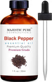 MAJESTIC PURE Black Pepper Essential Oil, Premium Grade, Pure and Natural, for Aromatherapy, Massage, Topical & Household Uses, 1 fl oz