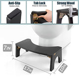 Toilet Stool Wood, Foldable Poop Stool for Adults, 7" Squatting Potty Stool Extra Sturdy & Wide Wooden Toilet Squat Step Stool with Anti-Slip Feet by CHEAGO,380 lbs Black