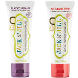 Jack N' Jill Natural Toothpaste - Safe if Swallowed, Contains 40% Xylitol, Fluoride Free, Organic Fruit Flavor, Makes Tooth Brushing Fun for Kids - Blackcurrant & Strawberry, 1.76 oz (Pack of 2)