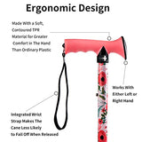 CLOKTA Folding Cane - Walking Cane for Men and Women - Floral,Foldable,Lightweight,Adjustable,Portable Hand Walking Stick-Canes for Seniors & Adults,Comfortable T Handles Walking Stick (Pink Floral)