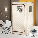 Full Body Home Steam Sauna Set, 4L Large Steam Pot One Person Portable Sauna Spa with Time & Temperature Remote Control, Upgraded Chair for Detox Therapy （Beige Brown, 33.9" L*33.9" W*65.8" H）