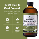 Organic Black Seed Oil - USDA Certified Cold Pressed Glass Bottle Over 1.5% Thymoquinone 3X strength Turkish Black Cumin Nigella Sativa non-GMO 100% Pure Blackseed Oil (16oz Glass Bottle)