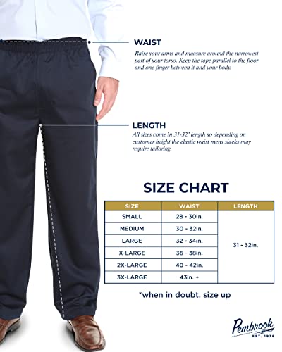 Pembrook Mens Elastic Waist Pants for Seniors - Adaptive Mens Pants for Elderly | Elastic Waist Pants for Men | Senior Elastic Waist Pants Navy