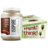 Isopure Plant Protein Bundle Plant Protein Powder, Chocolate- 20G Vegan Protein- (20 Servings) with Think! Plant Protein Bars, Chocolate Mint- 13G Vegan Protein- (10 Bars)