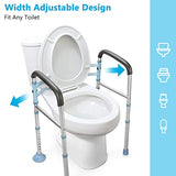 OasisSpace Stand Alone Toilet Safety Rail - Heavy Duty Medical Toilet Safety Frame for Elderly, Handicap and Disabled - Adjustable Bathroom Toilet Handrails, Width Adjustable Design, Fit Any Toilet