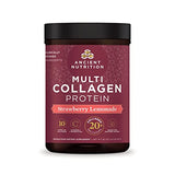 Ancient Nutrition Collagen Powder Protein, Multi Collagen Protein Powder, Strawberry Lemonade, 45 Servings, w/Vitamin C, Hydrolyzed Collagen Peptides for Skin, Nails, Gut Health and Joints, 18.1oz