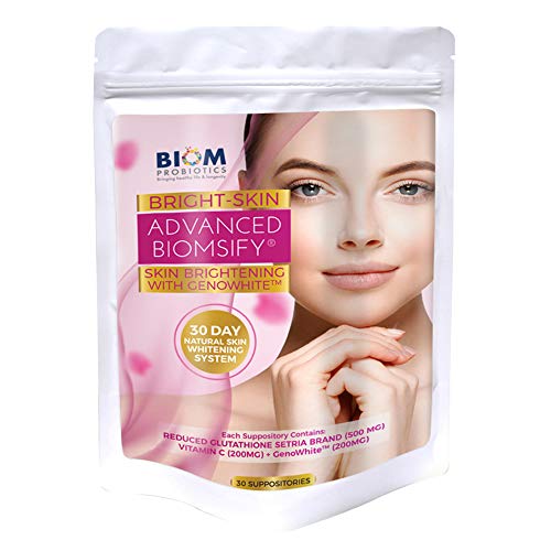 BrightSkin Glutathione VIT C GenoWhite (30) Suppositories for Lightening & Brightening of The Skin, Reduce Dark Spots & Improves Skin Clarity. Reduce Blemishes.