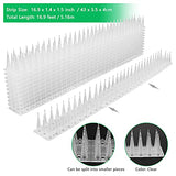 KKUYT Defender Spikes, 12 Pack Plastic Bird Spike, Outdoor Wall Cat & Pigeon Spikes, 17 Feet Security Fence Spikes Anti-Theft Climb Strips for Roof, Railing (Clear-12 PCS)…