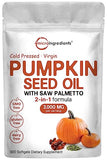 Pumpkin Seed Oil with Saw Palmetto, 3,000mg Per Serving, 300 Softgels | Cold Pressed, Pure Virgin Oil, Herbal Supplement | Supports Urinary, Bladder & Prostate Health | Non-GMO