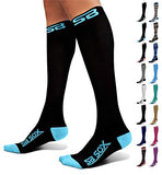 SB SOX Compression Socks (20-30mmHg) for Men & Women – Best Compression Socks for All Day Wear, Better Blood Flow, Swelling! (X-Large, Black/Blue)