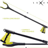 Grabber Reacher Tool - 2 Pack - Newest Version Long 32 Inch Foldable Pick Up Stick - Strong Grip Magnetic Tip Lightweight Trash Picker Claw Reacher Grabber Tool Elderly Reaching - by Luxet (Yellow)