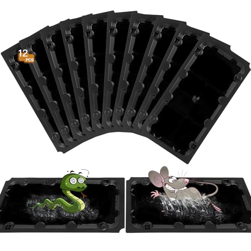 12 Pack Sticky Mouse Trap Rat Traps Indoor, Peanut Taste Pheromone Mouse Traps Indoor for Home, Glue Sticky Traps for Mice and Rats, Snake(Large Size)