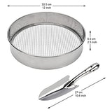 Soil Sieve Garden Potting Riddle Sieve Stainless Steel Soil Sieve Set, With 5 Interchangeable Filter Mesh Sizes 3,6,9,10,12mm and Bonus Spade