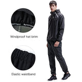 HOTSUIT Sauna Suit for Men Sweat Sauna Jacket Pant Gym Workout Sweat Suits, Black, L