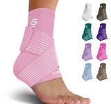 Sleeve Stars Ankle Brace for Women & Men, Achilles & Plantar Fasciitis Relief Compression Sleeve, Foot Brace with Ankle Support Strap, Heel Protector Wrap for Pain, Tendonitis & Sprain (Single/Baby Pink)