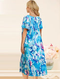 House Dress for Women Nightgown Plus Size Mumu Dresses Summer Lounge Dresses Duster Housecoats Elderly Moo Moos Patio Dress Florar Sleepwear