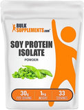 BULKSUPPLEMENTS.COM Soy Protein Isolate Powder - Unflavored, No Sugar Added, Gluten Free, Vegetarian & Vegan Protein Powder - 27g of Protein - 30g per Serving (1 Kilogram - 2.2 lbs)