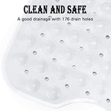 YINENN Bath Tub Shower Mat 40 x 16 Inch Non-Slip and Extra Large, Bathtub Mat with Suction Cups, Machine Washable Bathroom Mats with Drain Holes, White