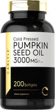 Pumpkin Seed Oil | 3000mg | 200 Softgel Capsules | Non-GMO and Gluten Free Formula | Cold Pressed Dietary Supplement | by Carlyle