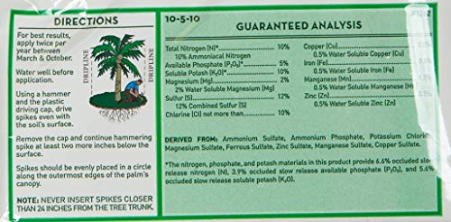 Jobe's Palm Tree Fertilizer Spikes 10-5-10 Time Release Fertilizer for All Outdoor Palm Trees, 5 Spikes Per Package (2-(Pack))