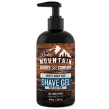 Men's Shave Gel - Clear Shaving Gel So You Can See Where You Are Shaving – For Full Shaves and Tightening Beard Lines - 8oz by Rocky Mountain Barber Company