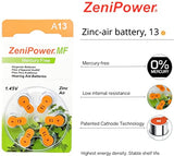 ZeniPower 60 Hearing Aid Batteries Size: 13 + Battery Holder Keychain Kit